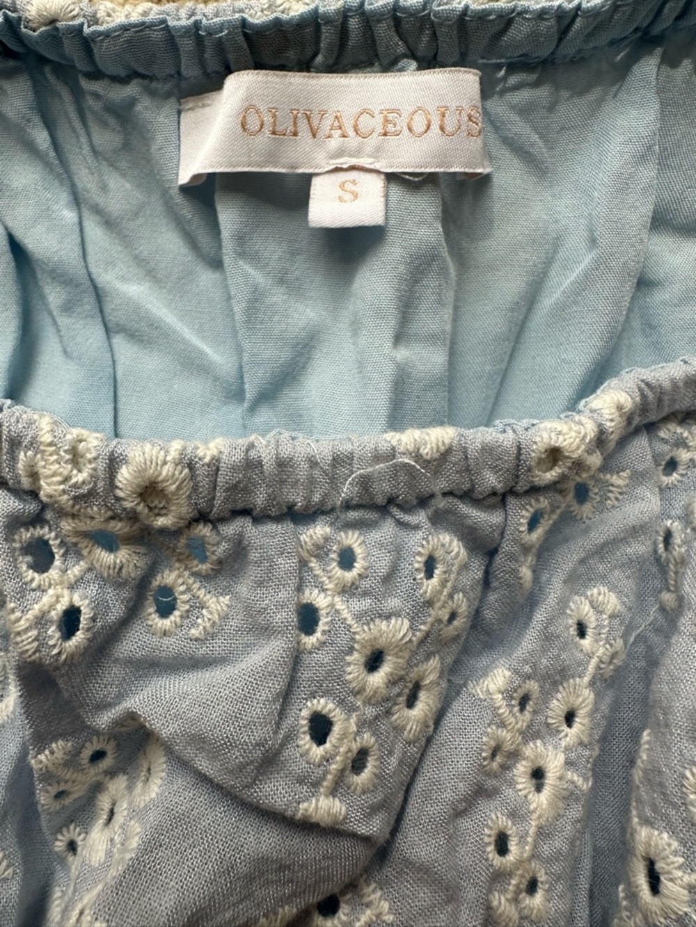 Olivaceous Eyelet Embroidered Floral Jumper Blue and White Size Small - Picture 6 of 8